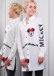 Белая удлиненная рубашка свободного кроя с принтом "Minnie Mouse"