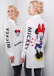Белая удлиненная рубашка свободного кроя с принтом "Minnie Mouse"