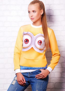 Желтый женский свитшот с принтом "Big Minion"