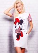 Удлиненная футболка-фрак с украинским орнаментом и принтом "Minnie Mouse"